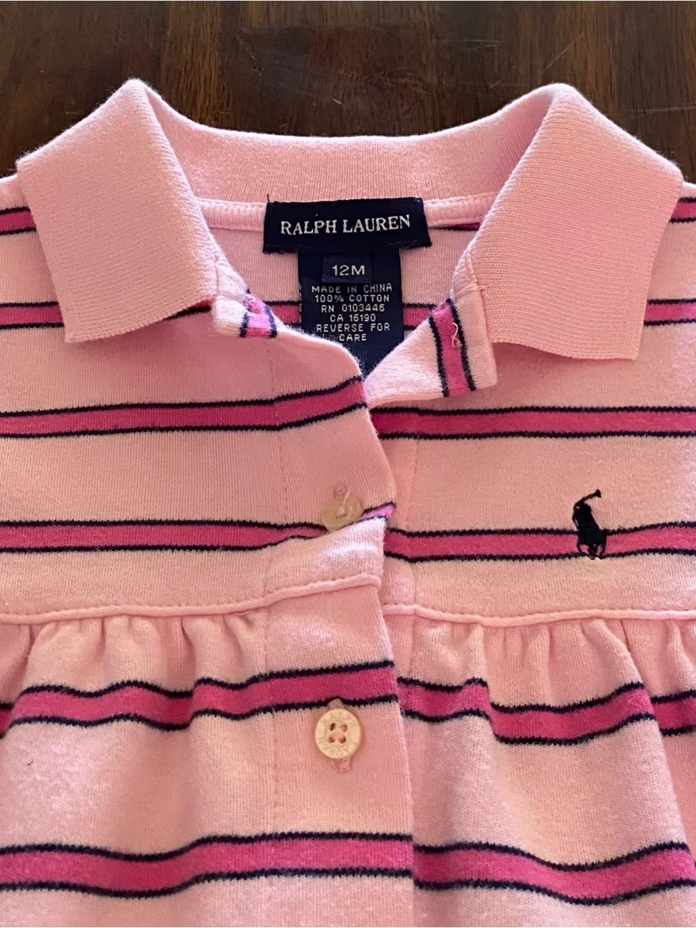 Ralph Lauren Pink & Blue Striped Polo Dress with Matching Diaper Cover